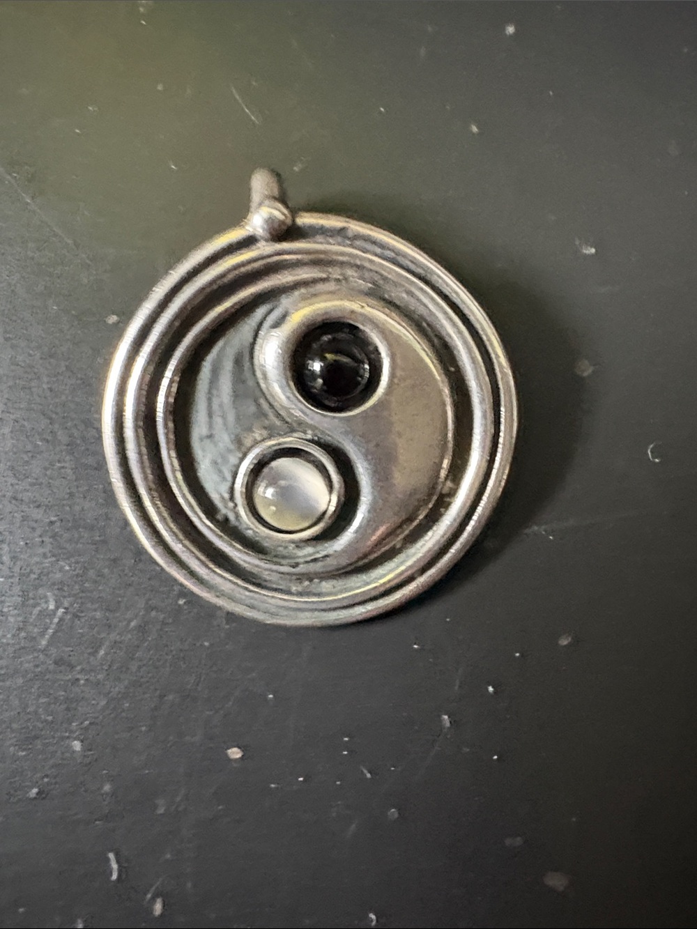 Sterling Silver Yin Yang Pendant with onyx and moonstone